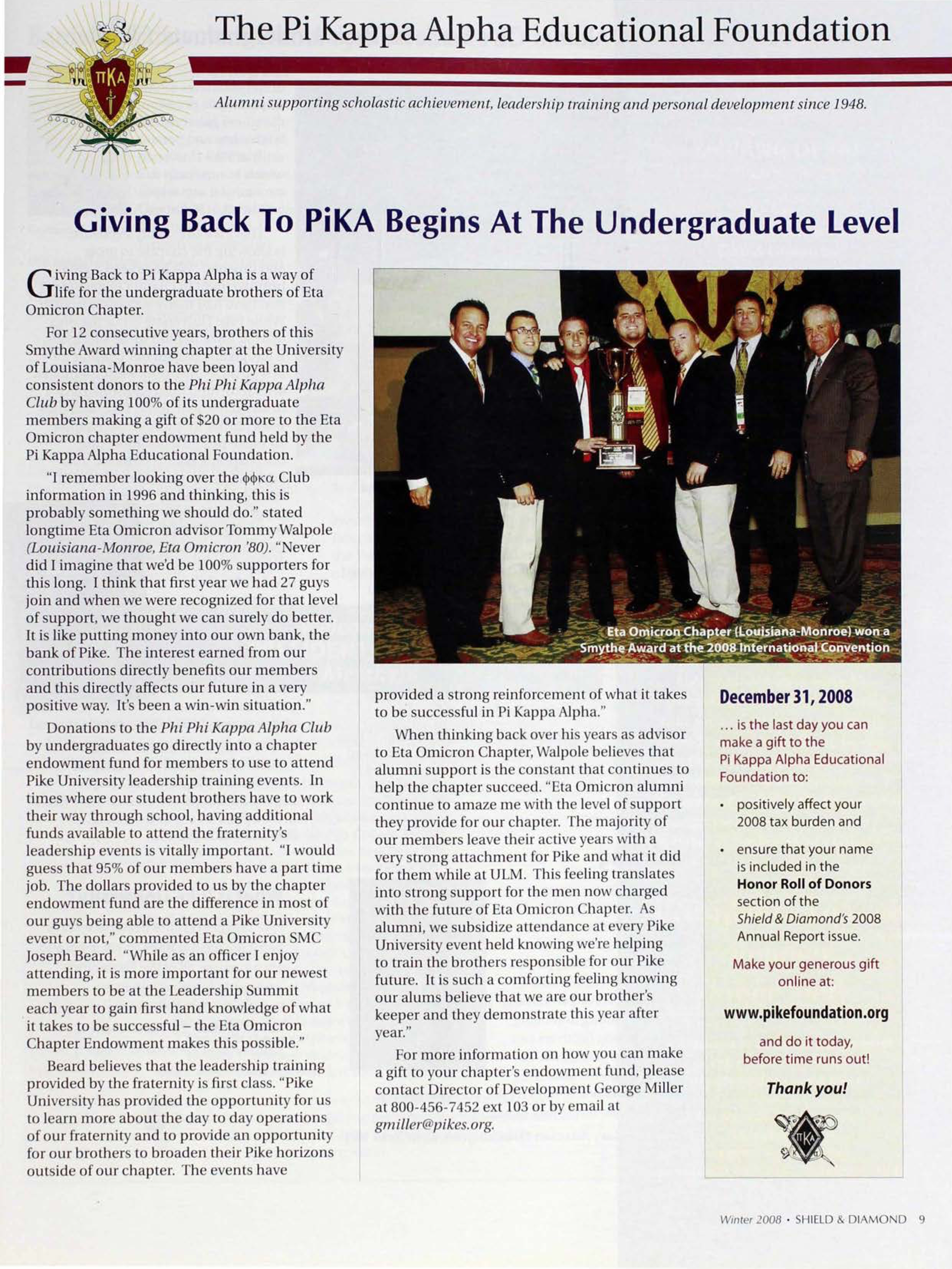 The Pi Kappa Alpha Educational Foundation, Winter 2008